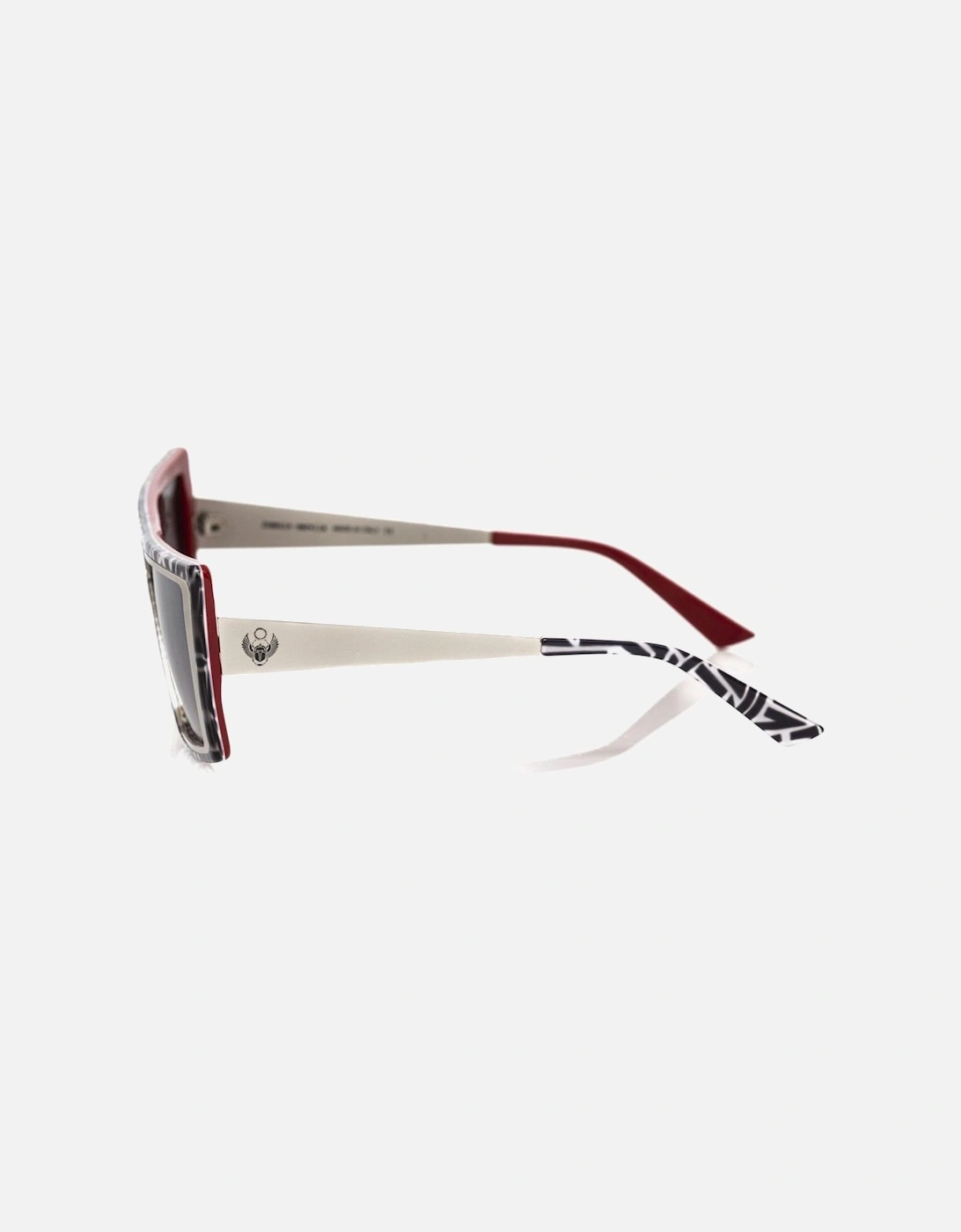 Zebra Pattern Square Sunglasses with Blue Shaded Mirror Lenses Women -