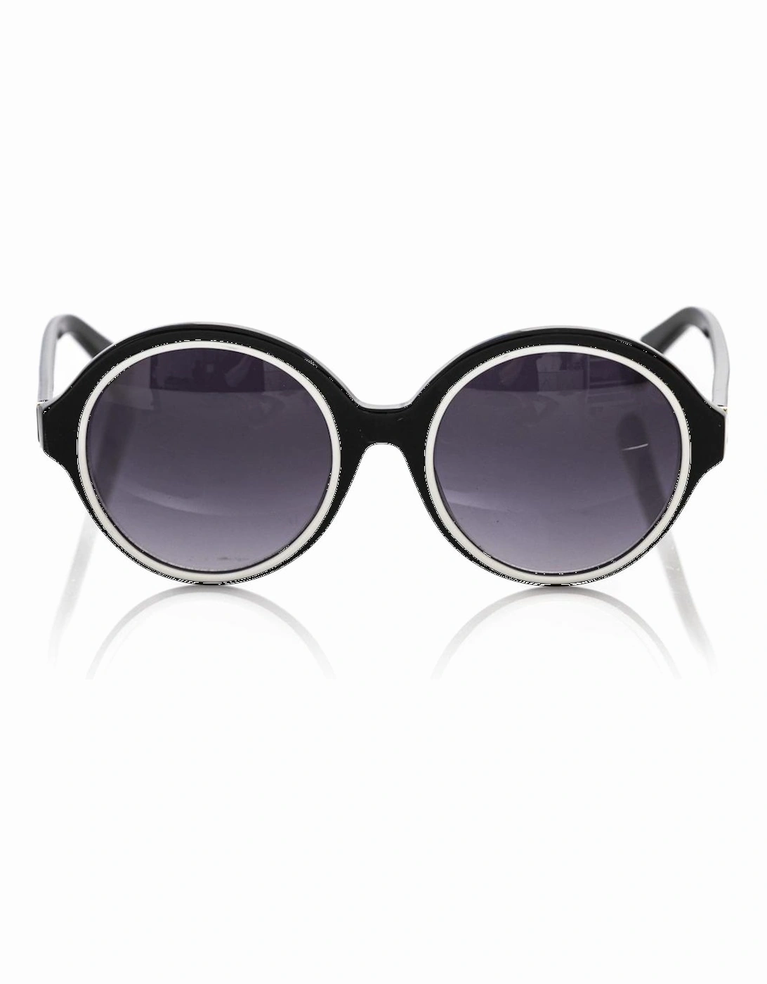 Chic Black Round Sunglasses with White Border by Women, 6 of 5