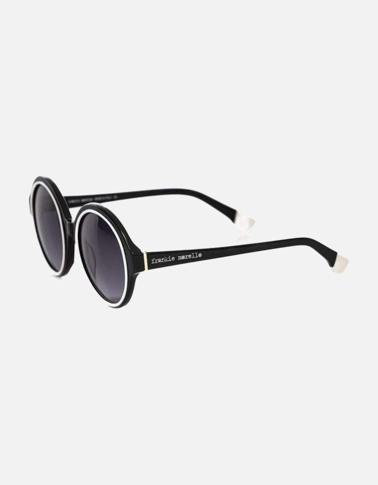 Chic Black Round Sunglasses with White Border by Women