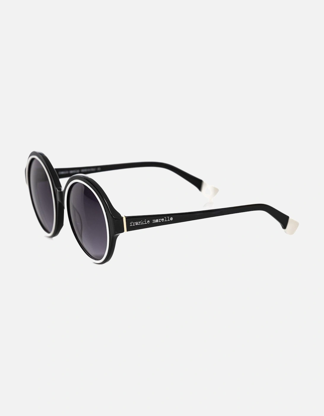 Chic Black Round Sunglasses with White Border by Women