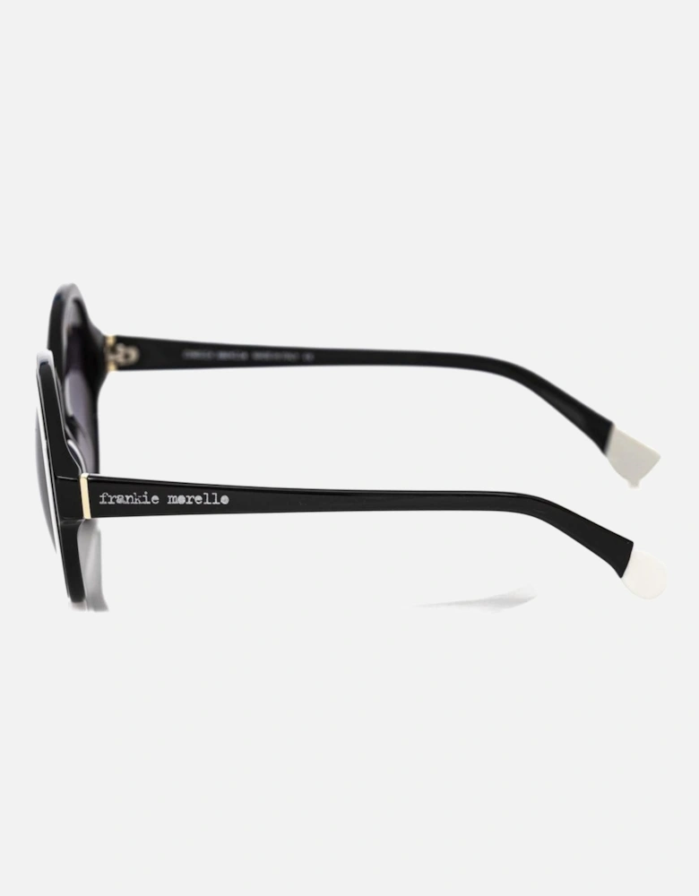 Chic Black Round Sunglasses with White Border by Women