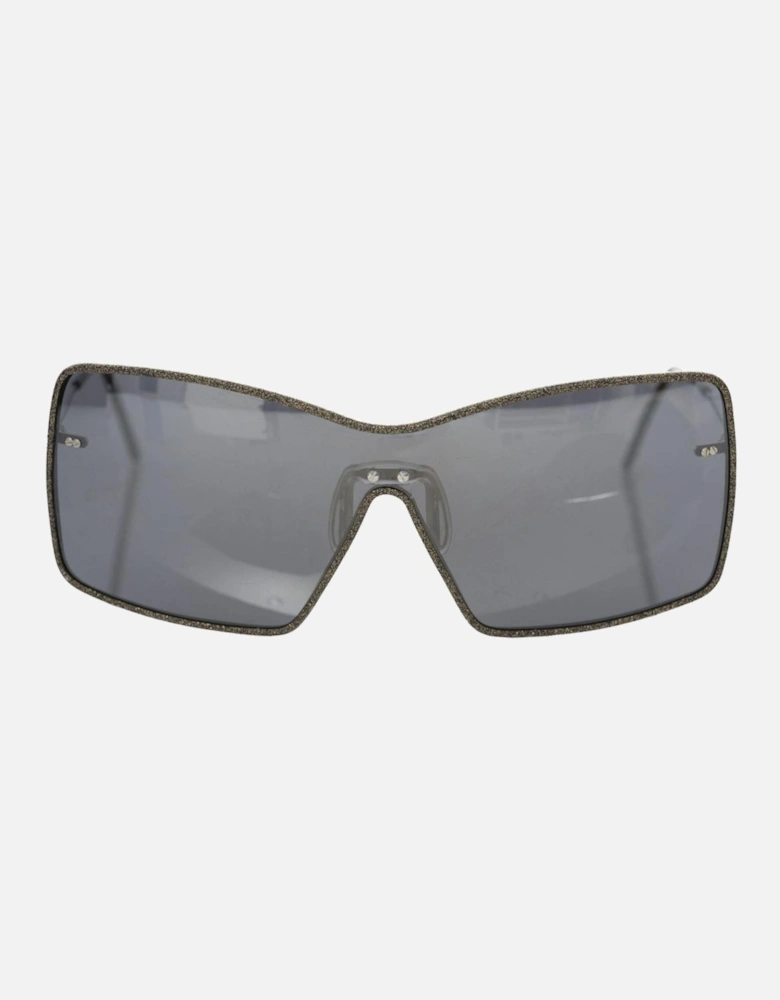 Elegant Shield Sunglasses with Gray Mirror Lens Women - Black