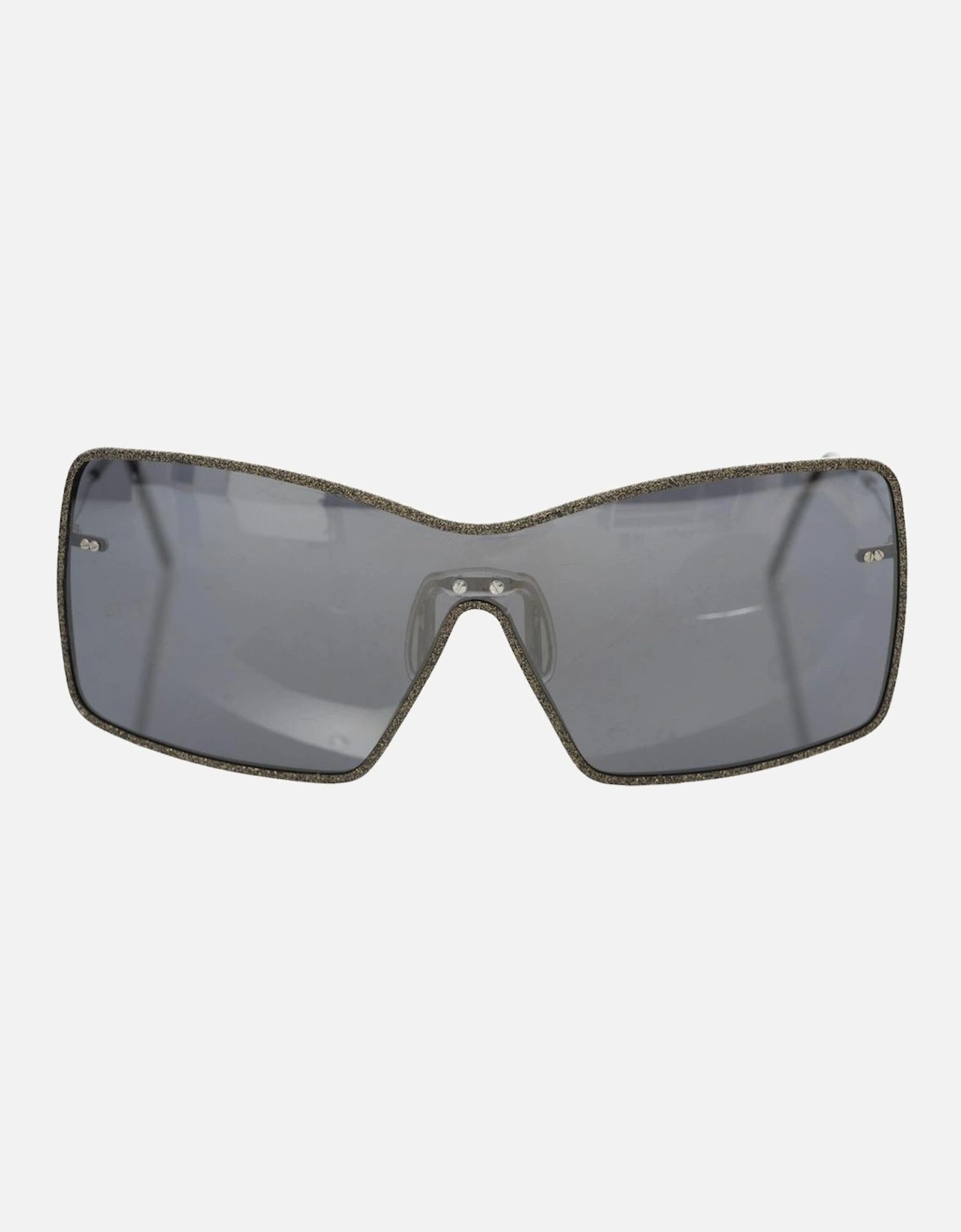 Elegant Shield Sunglasses with Gray Mirror Lens Women - Black, 6 of 5