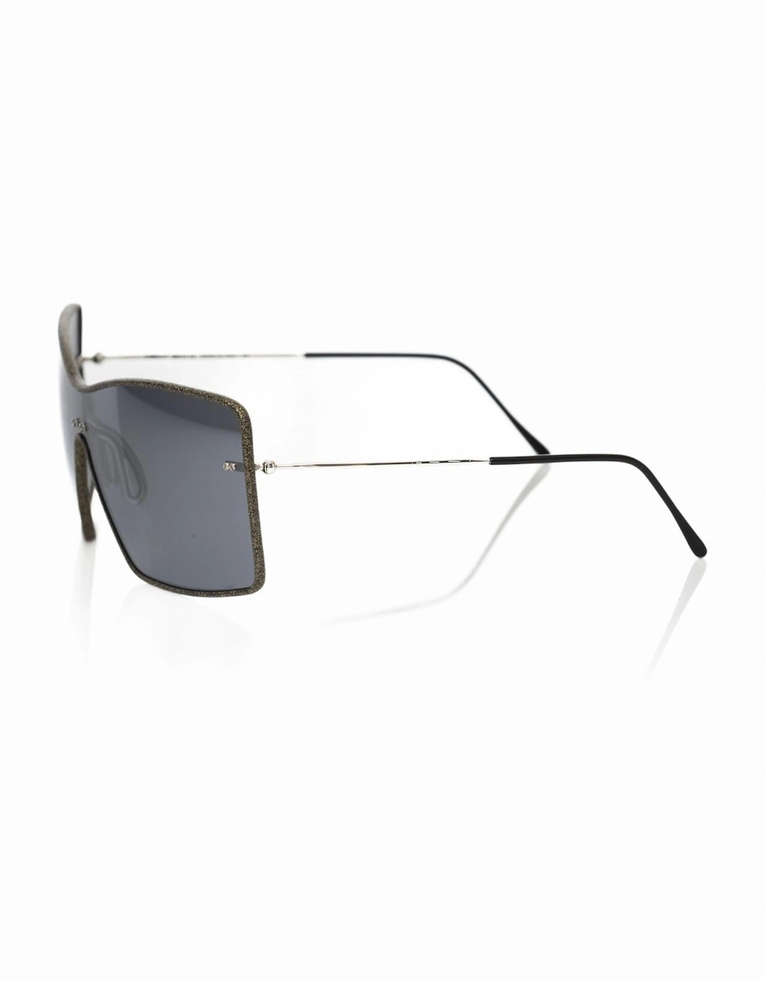 Elegant Shield Sunglasses with Gray Mirror Lens Women - Black