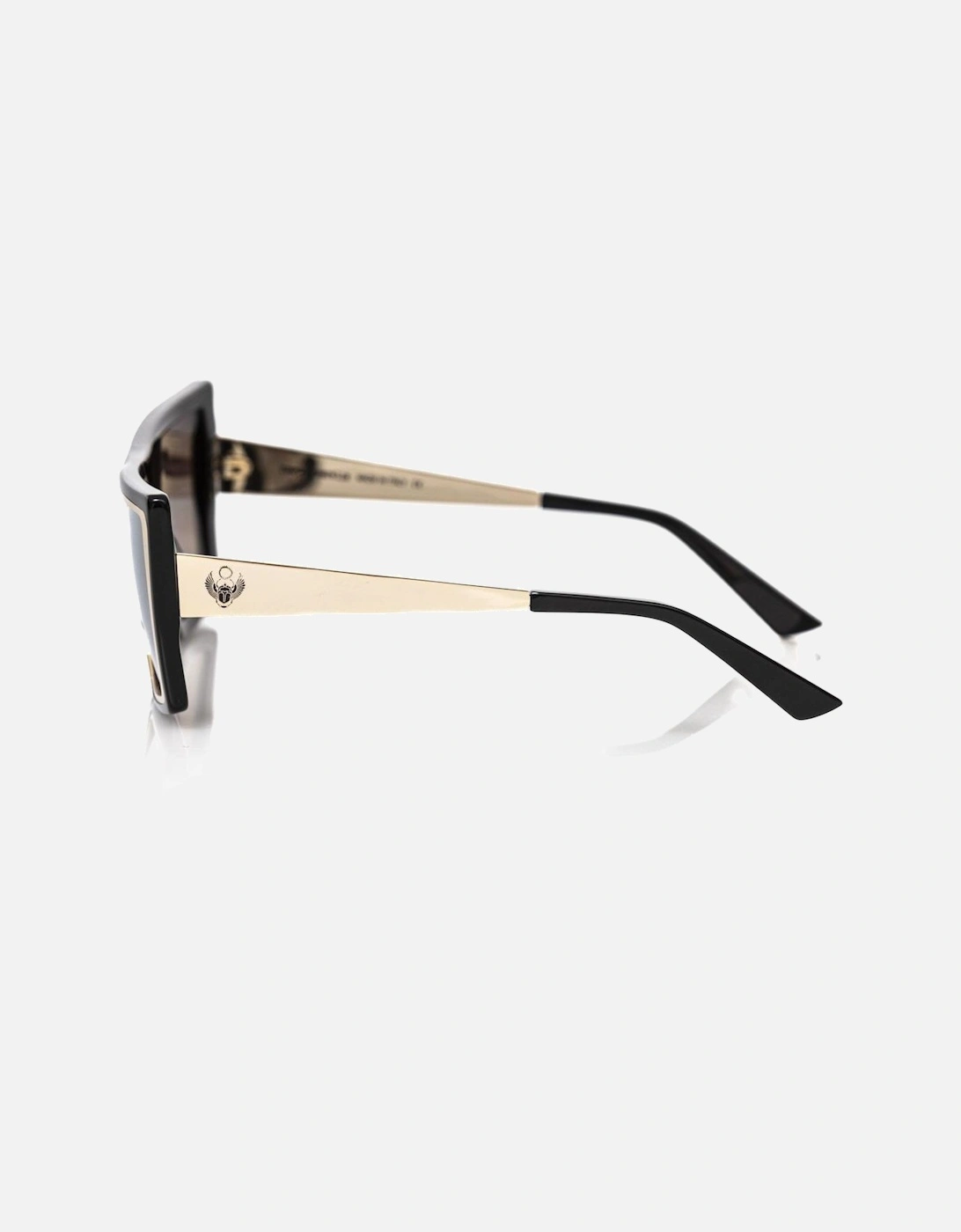 Black and Gold Square Sunglasses with Brown Shaded Mirrored Lenses