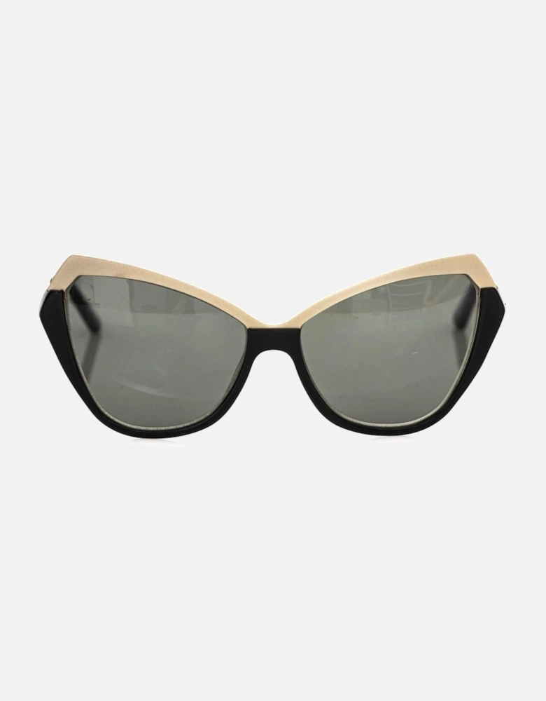 Bicolor Cat-Eye Sunglasses with Brown Shaded Lenses Women - Black