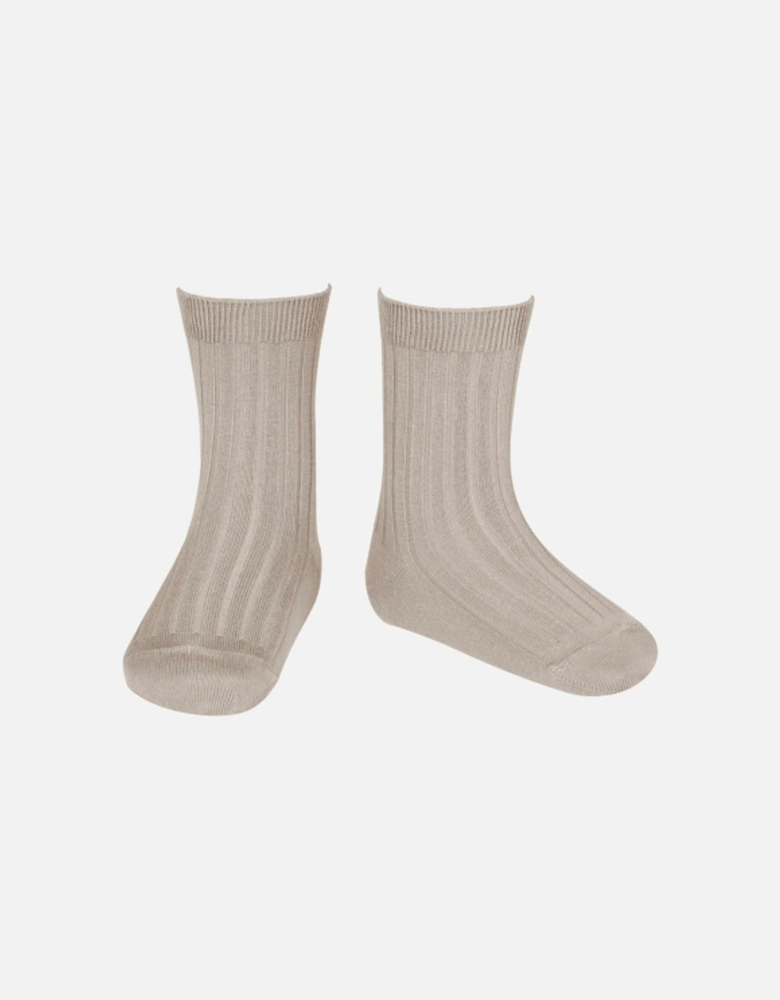 Stone Ribbed Ankle Socks