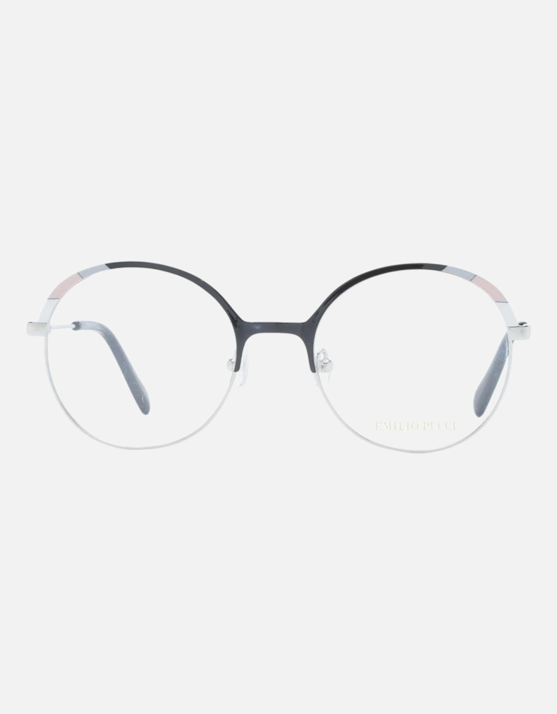 Round Full-Rim Metal Frame Glasses Women - Black