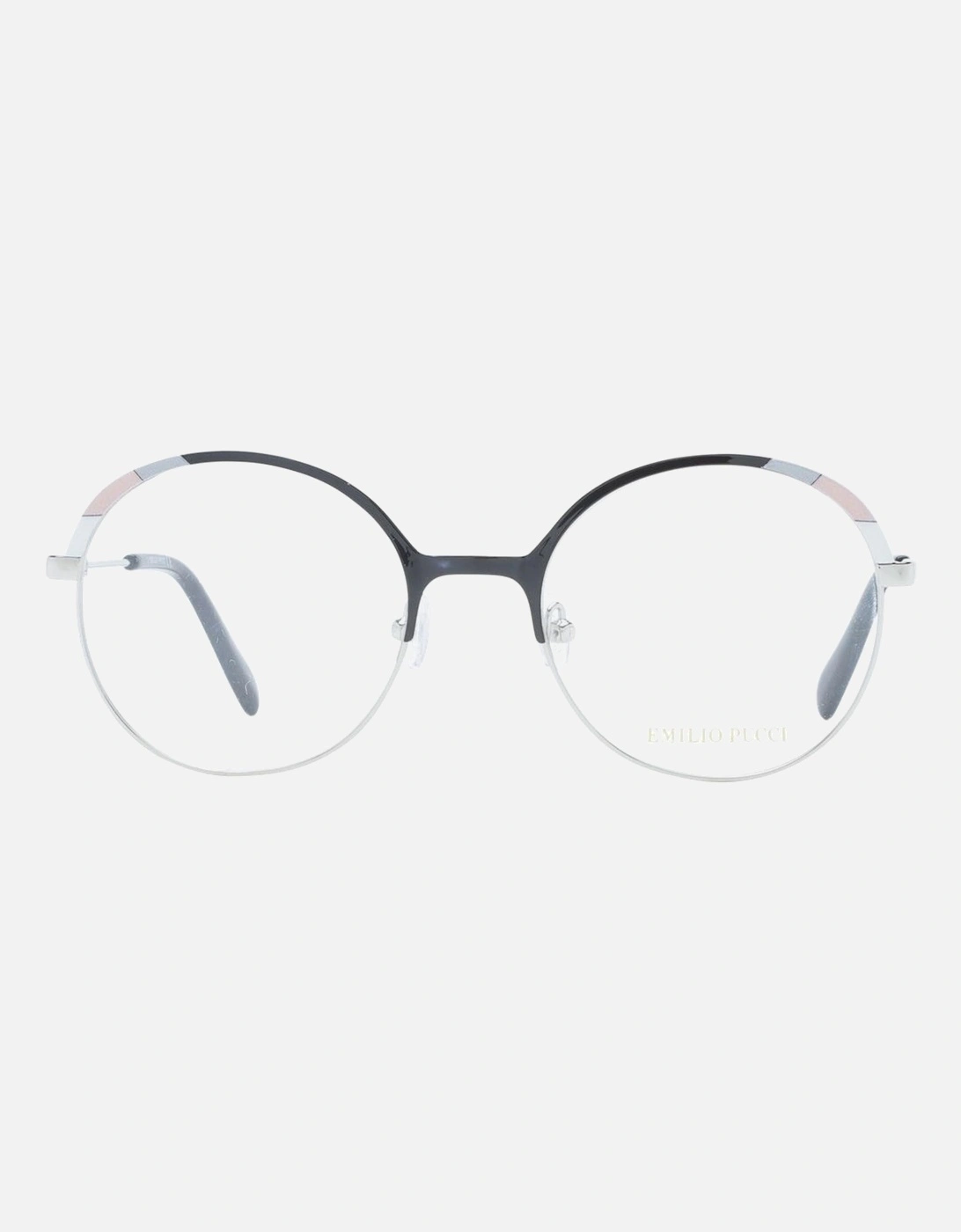 Round Full-Rim Metal Frame Glasses Women - Black