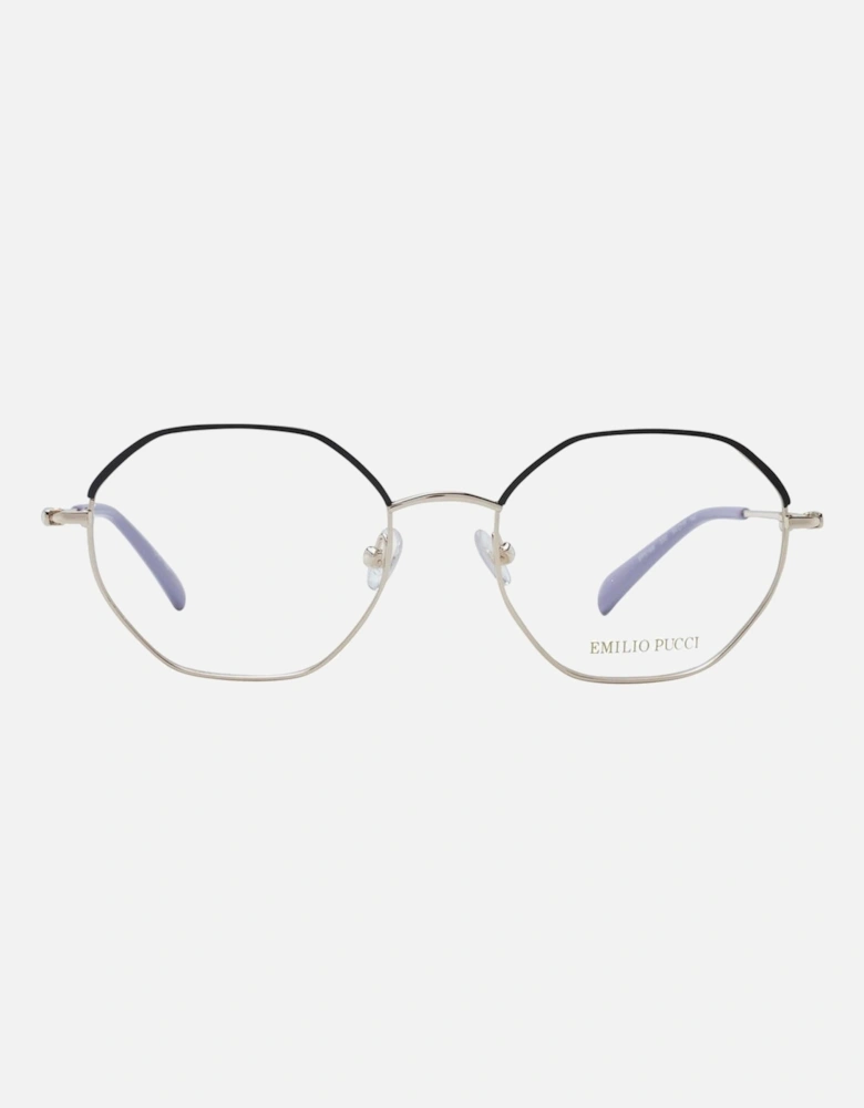 Round Full-Rim Metal Frame Glasses Women - Black