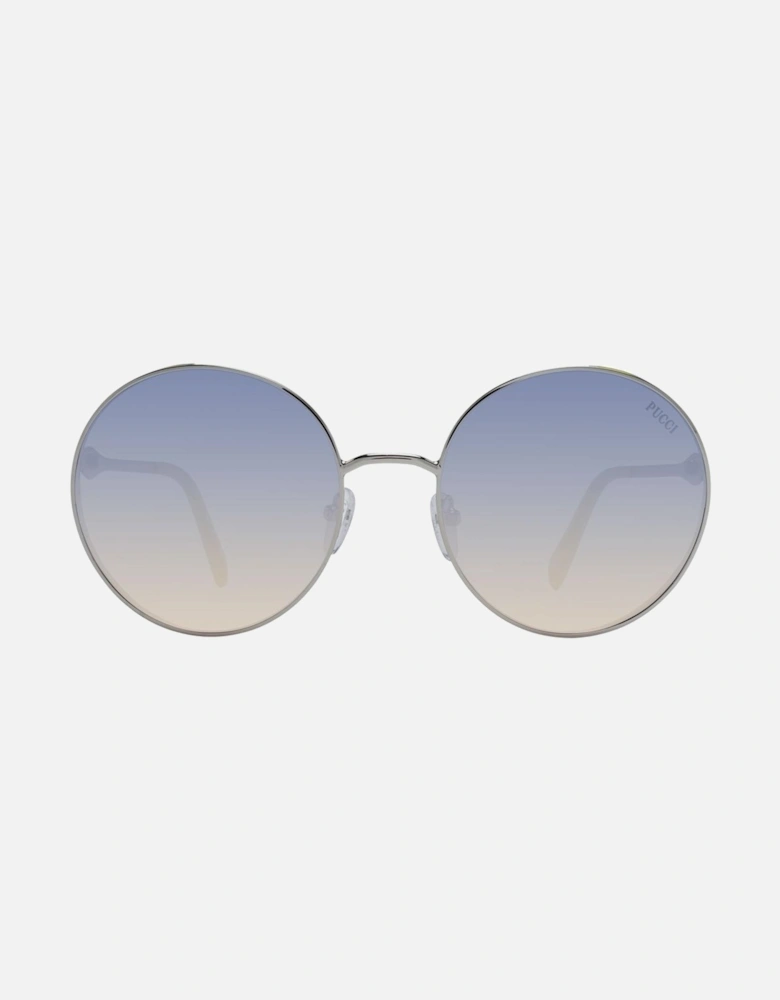 Round Metal Full-Rim Gradient Sunglasses Women - Silver