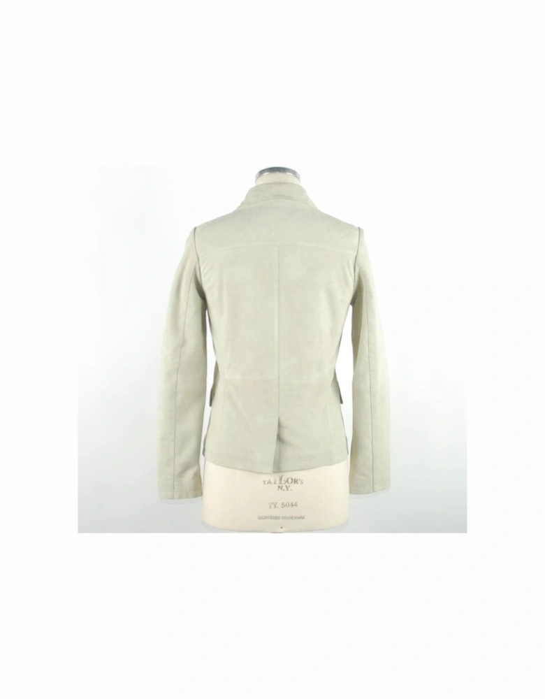 Leather Jacket with Button Closure and Pockets Women - White Jackets