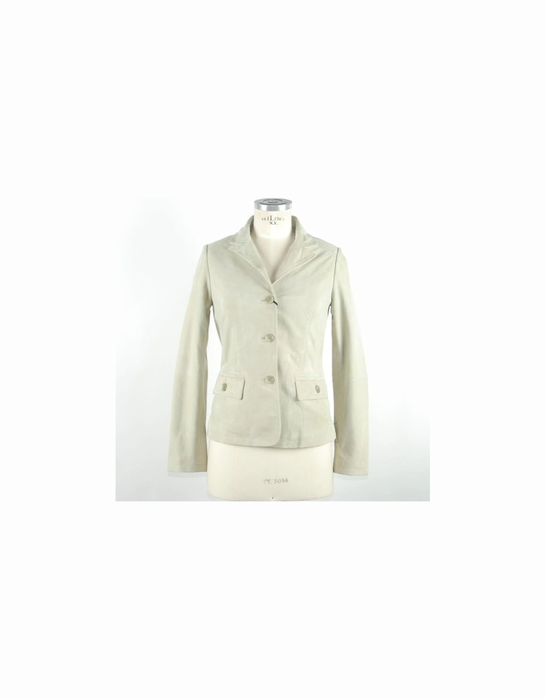 Leather Jacket with Button Closure and Pockets Women - White Jackets, 3 of 2
