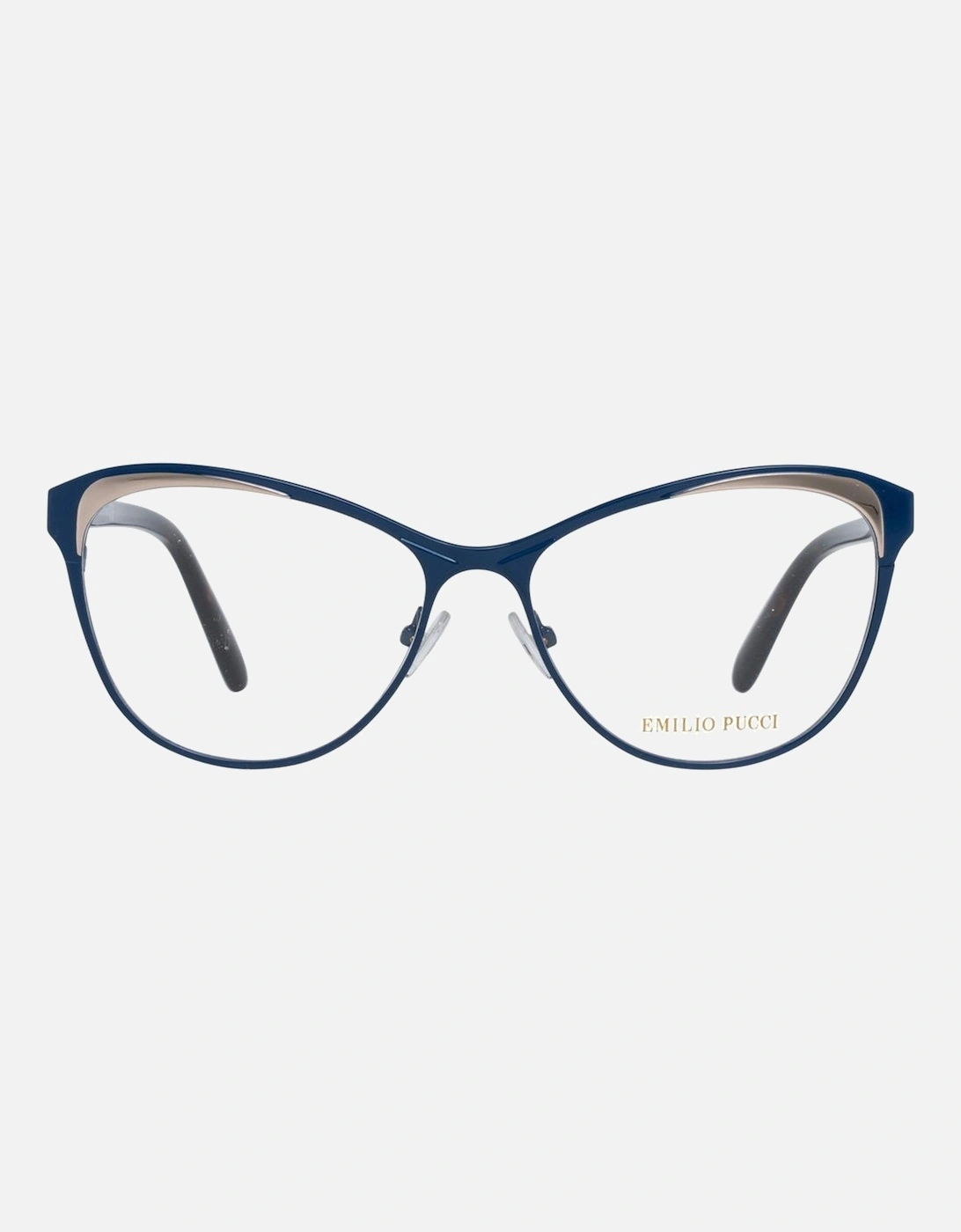 Full-Rim Metal Frame Glasses with Branded Case Women - Blue