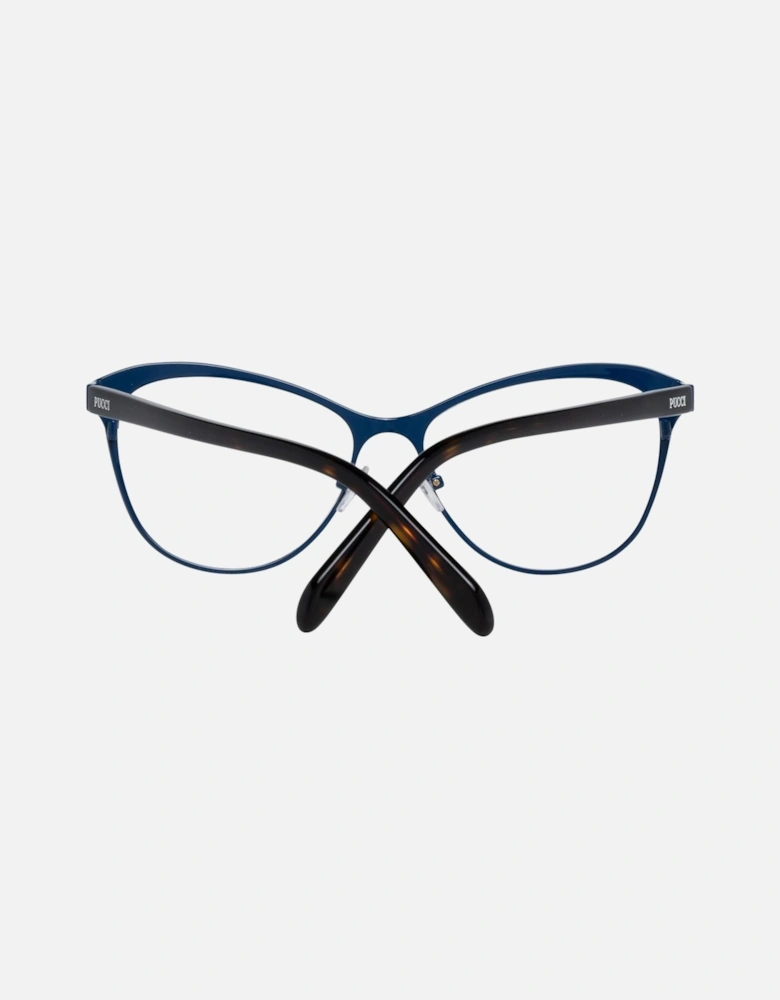 Full-Rim Metal Frame Glasses with Branded Case Women - Blue