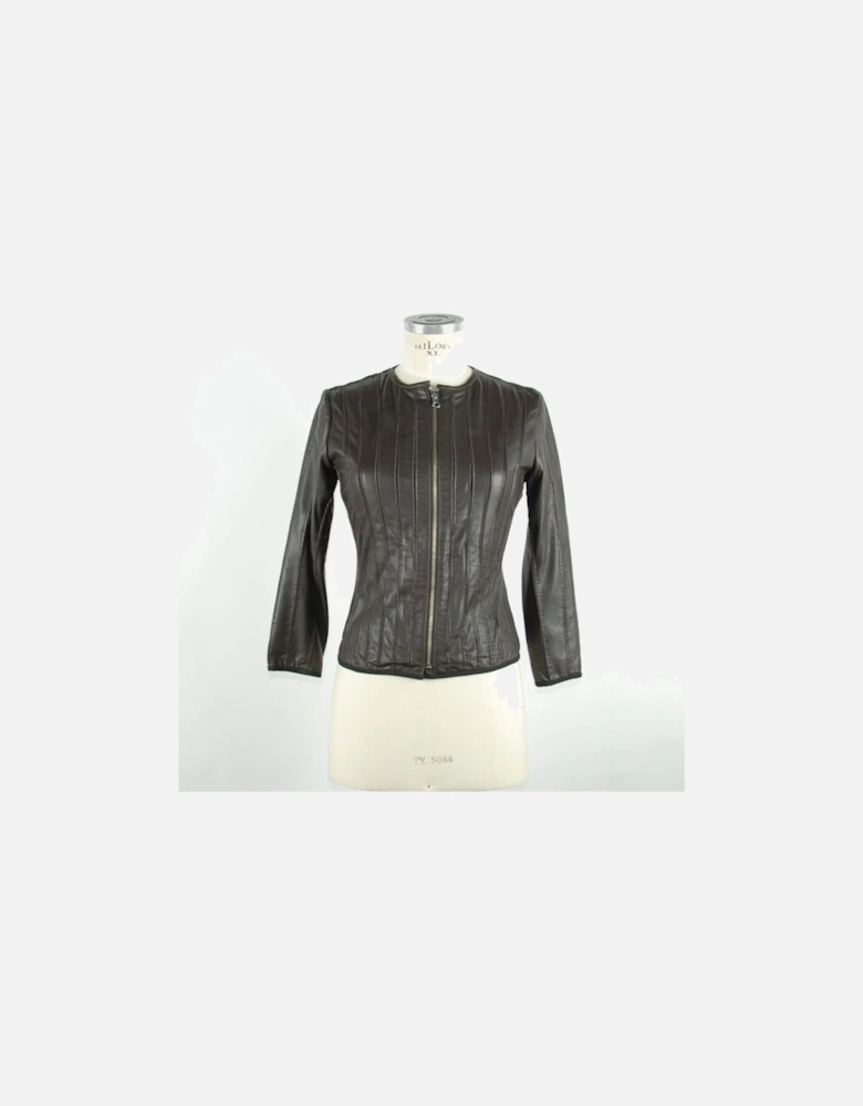 Long Sleeve ZipUp Faux Leather Jacket Women - Black Jackets