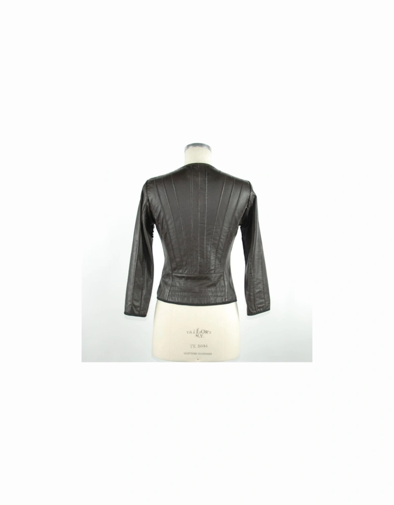 Long Sleeve ZipUp Faux Leather Jacket Women - Black Jackets