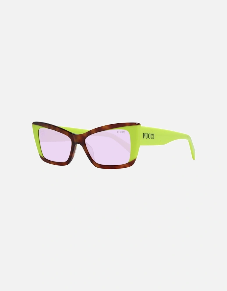 Full-Rim Rectangle Sunglasses with Purple Lenses Women - Multicolor