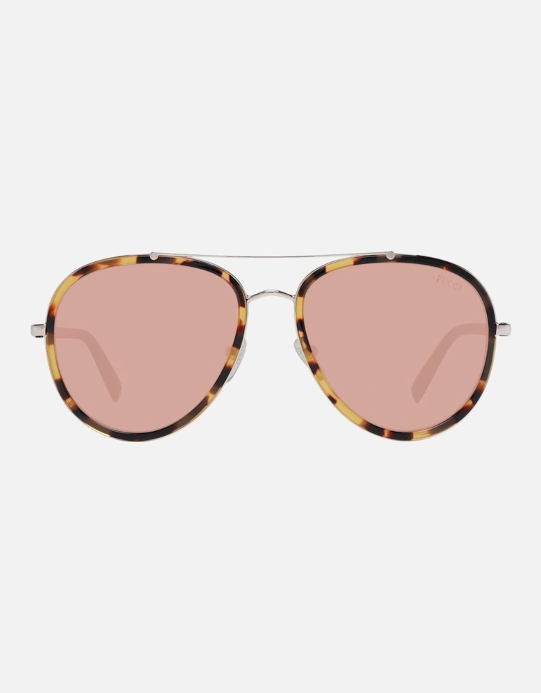 Mirrored Aviator Sunglasses with Metal Frame Women - Brown