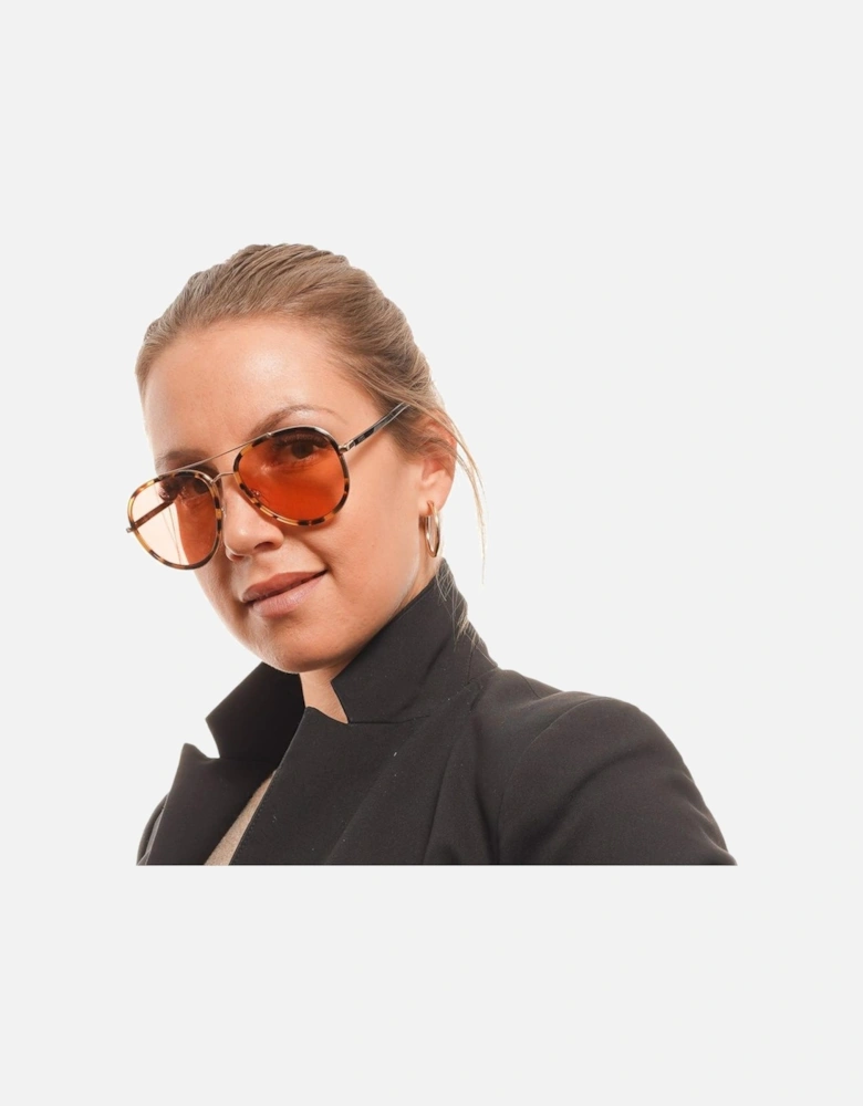 Mirrored Aviator Sunglasses with Metal Frame Women - Brown
