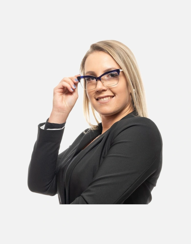 Full-Rim Plastic Frame Glasses with Spring Hinge Women - Blue