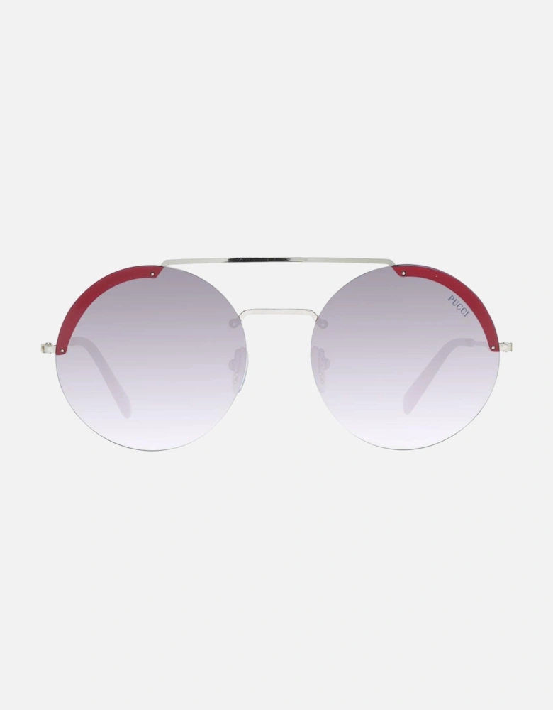 Round Gradient Metal Sunglasses with Purple Lenses Women - Gold