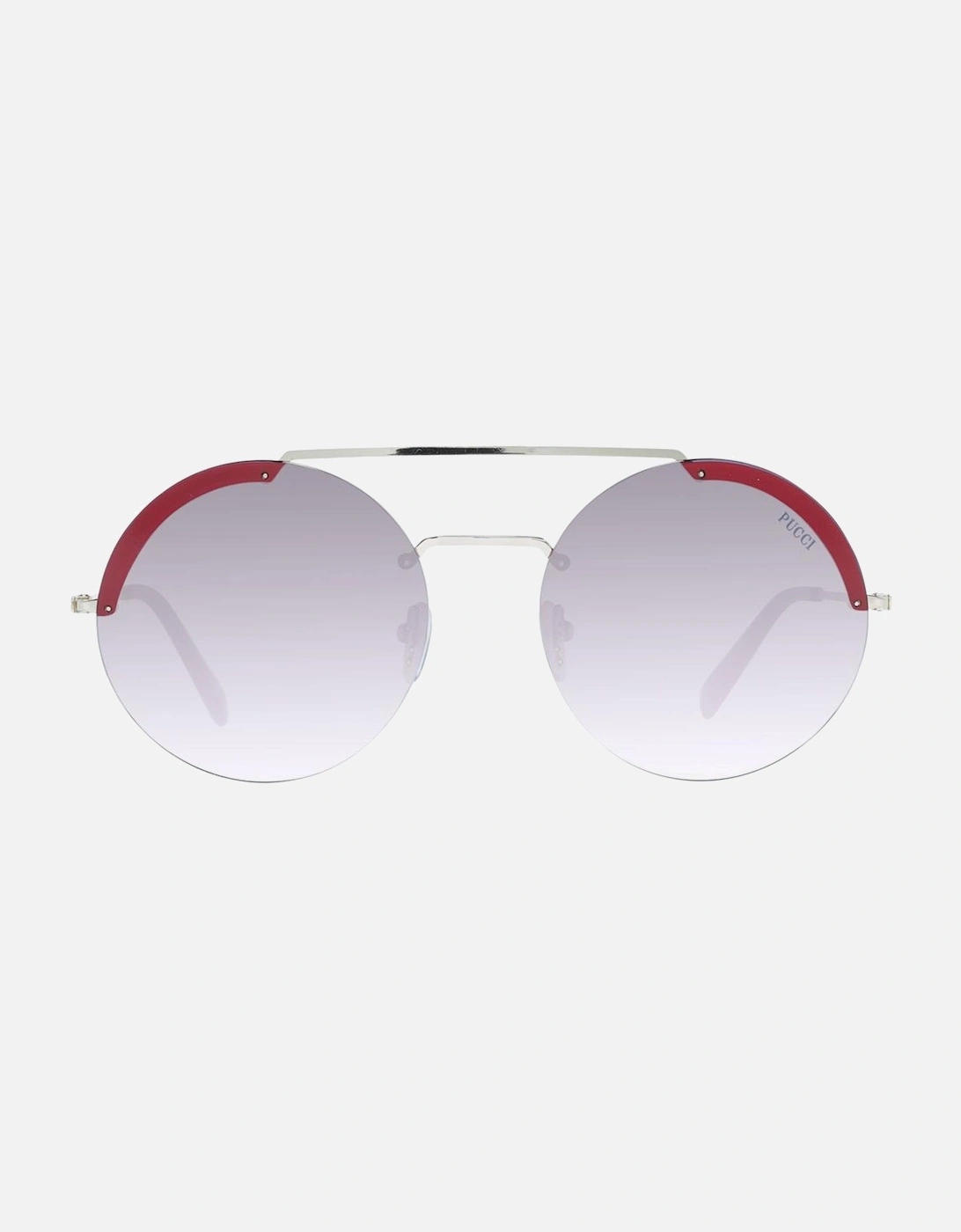 Round Gradient Metal Sunglasses with Purple Lenses Women - Gold