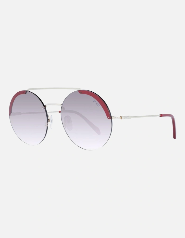 Round Gradient Metal Sunglasses with Purple Lenses Women - Gold