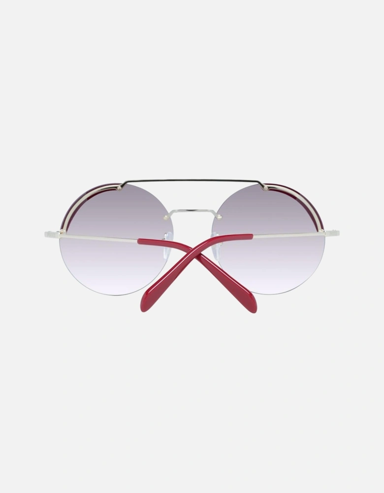 Round Gradient Metal Sunglasses with Purple Lenses Women - Gold