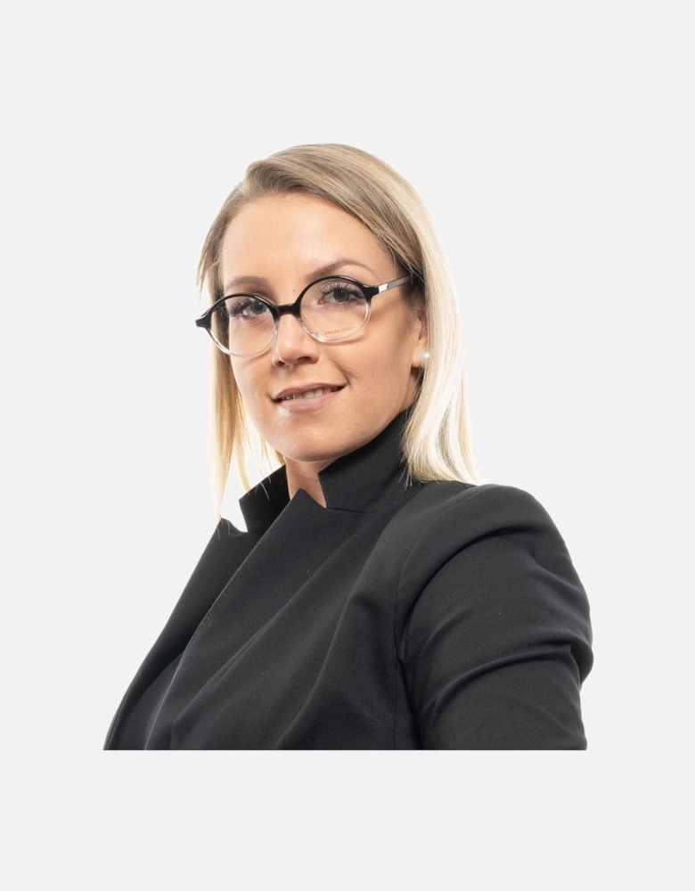 Round Full-Rim Black Plastic Glasses Women Frames