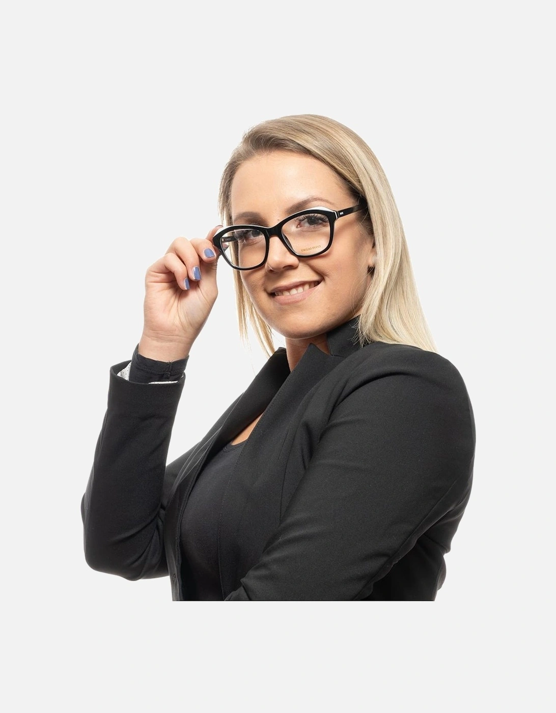 Full-Rim Plastic Frame Glasses with Branded Case Women - Black