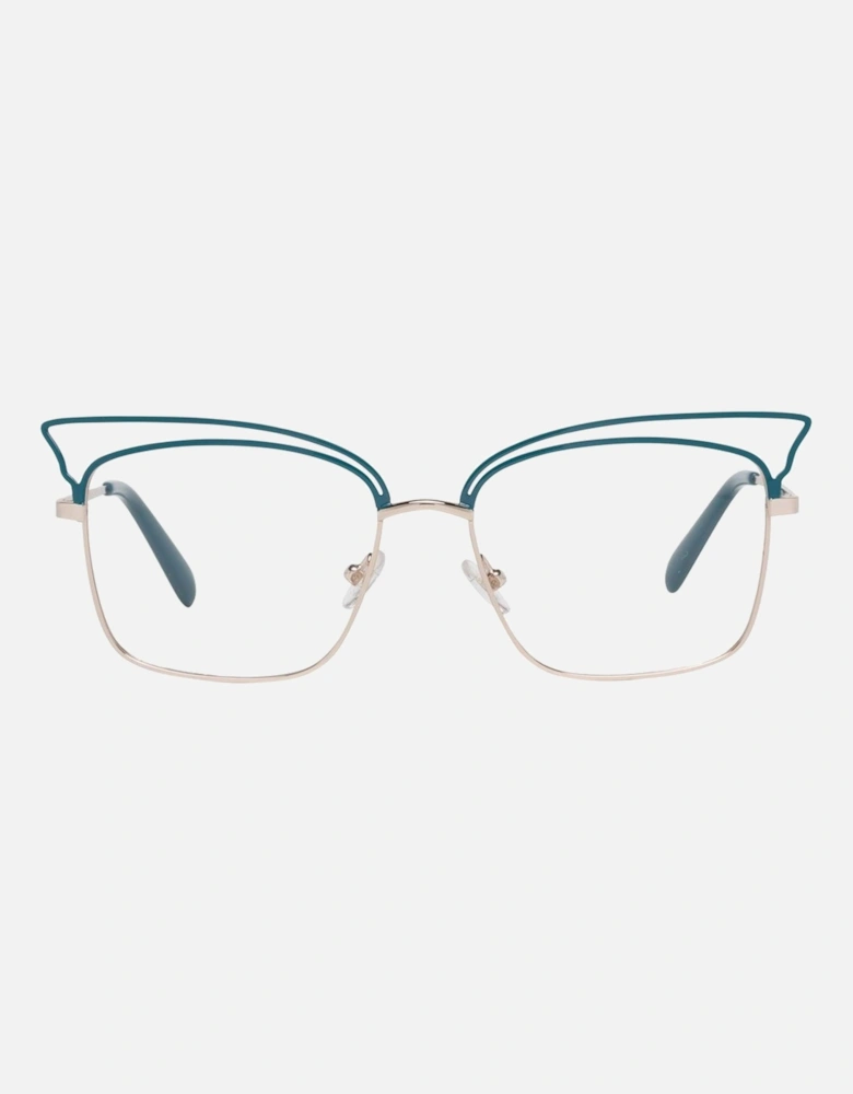 Metal Full-Rim Cat-Eye Sunglasses Women - Turquoise Frames