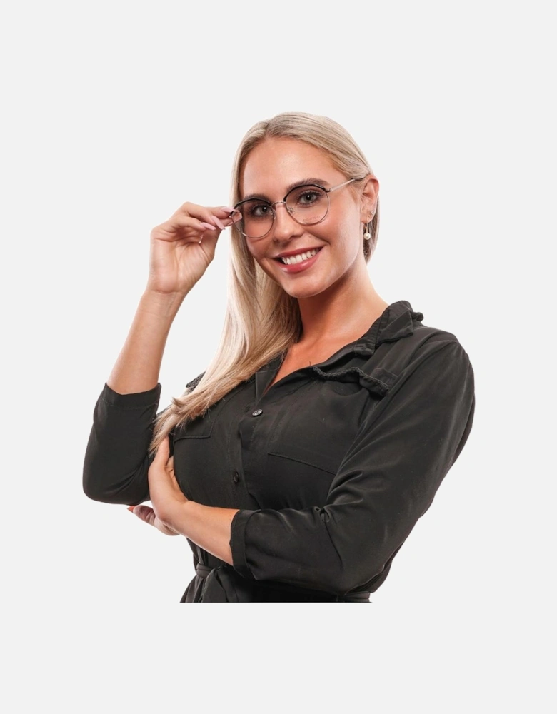 Round Full-Rim Metal & Plastic Glasses Women - Black Frames