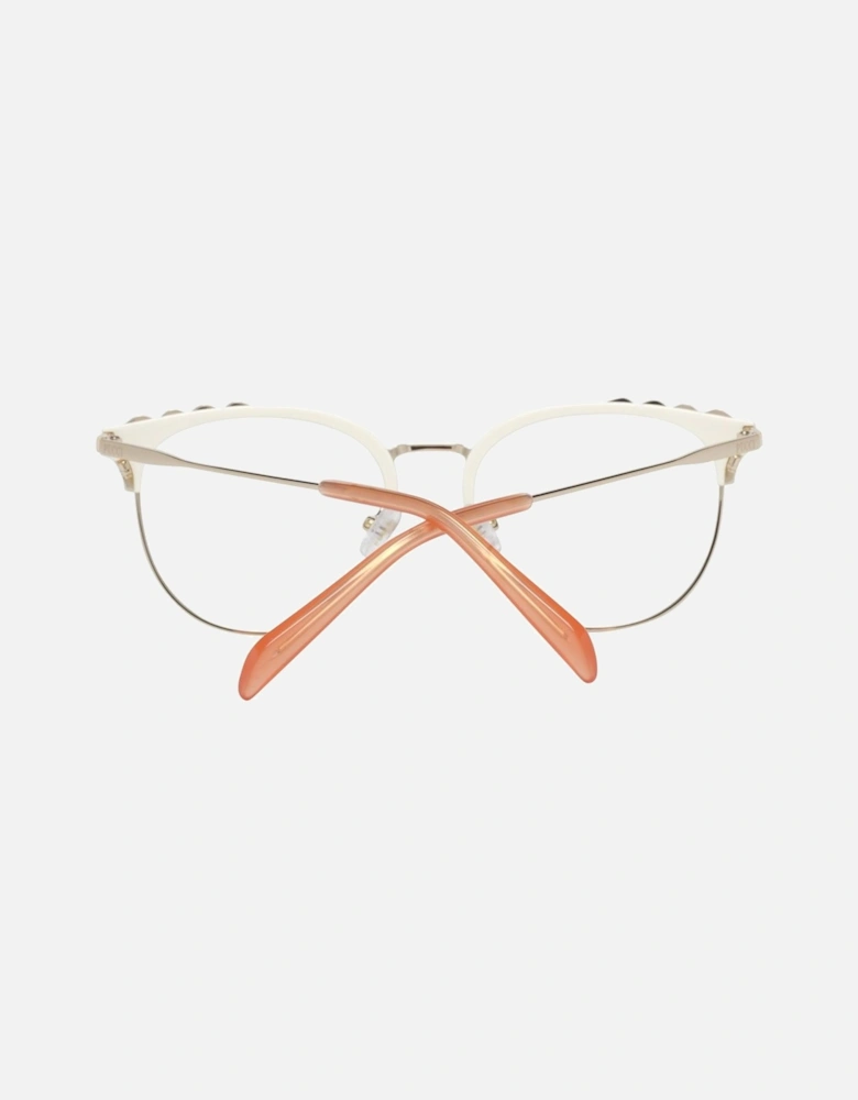 Round White Full-Rim Metal & Plastic Glasses Women Frames