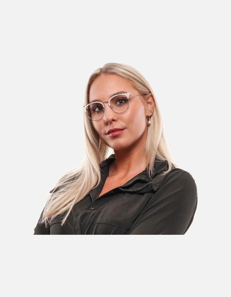 Round White Full-Rim Metal & Plastic Glasses Women Frames