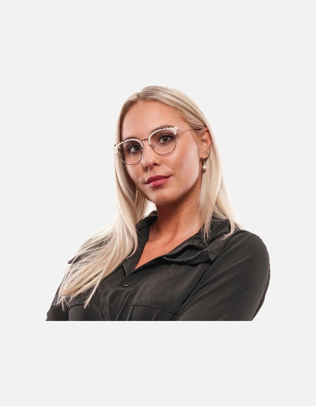 Round White Full-Rim Metal & Plastic Glasses Women Frames