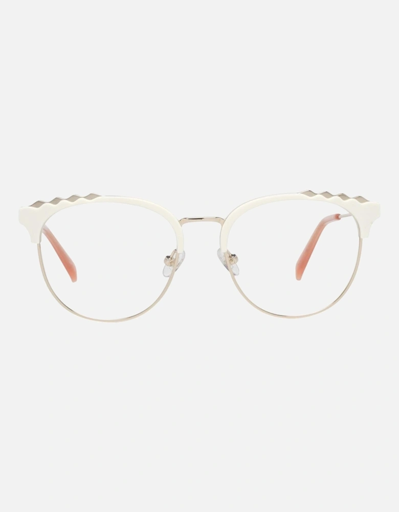 Round White Full-Rim Metal & Plastic Glasses Women Frames