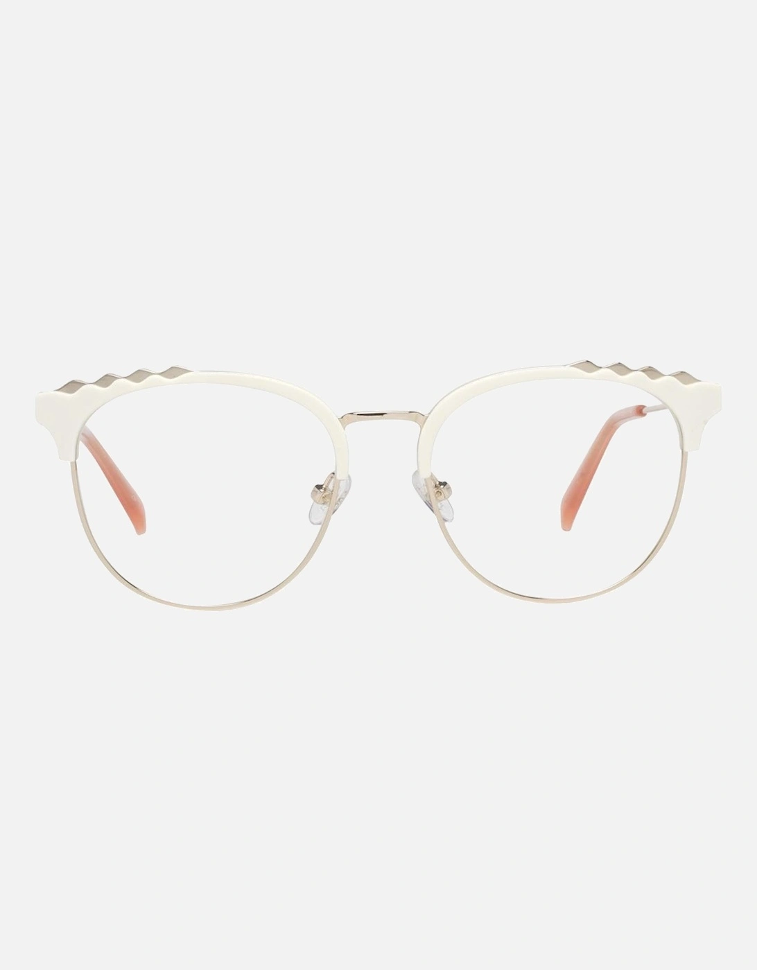 Round White Full-Rim Metal & Plastic Glasses Women Frames