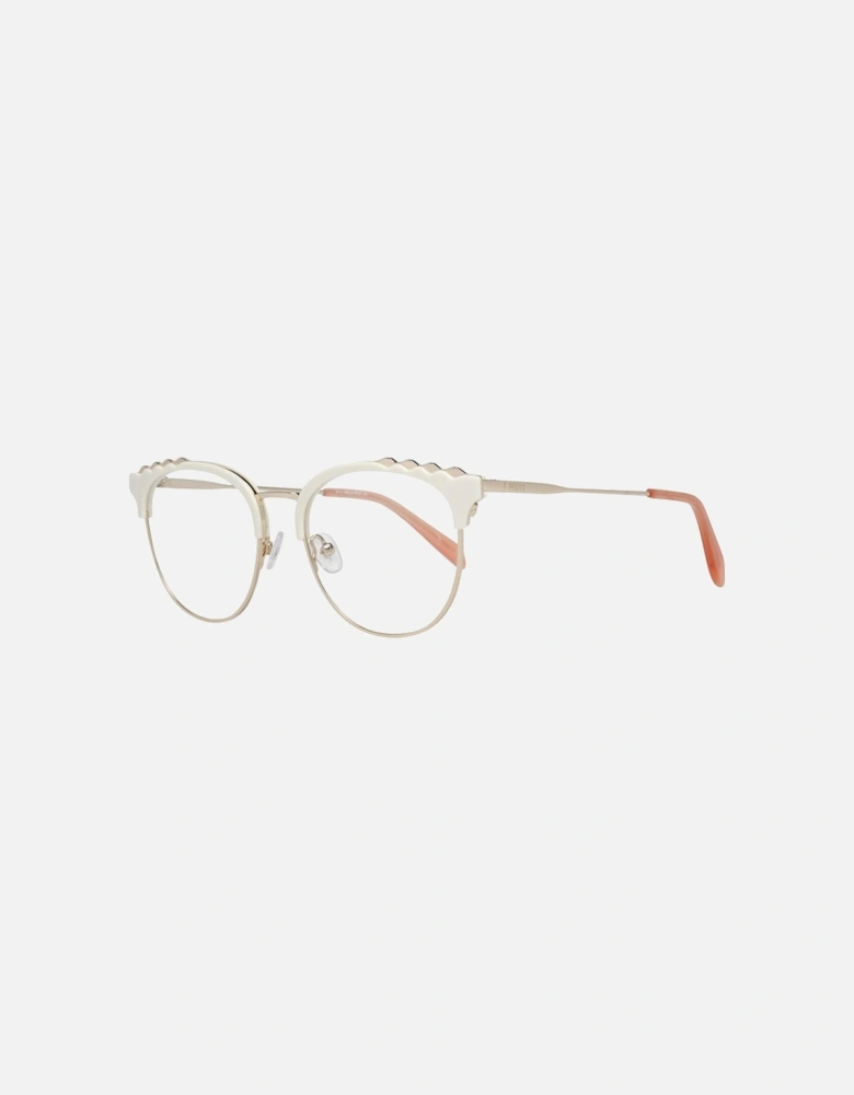 Round White Full-Rim Metal & Plastic Glasses Women Frames