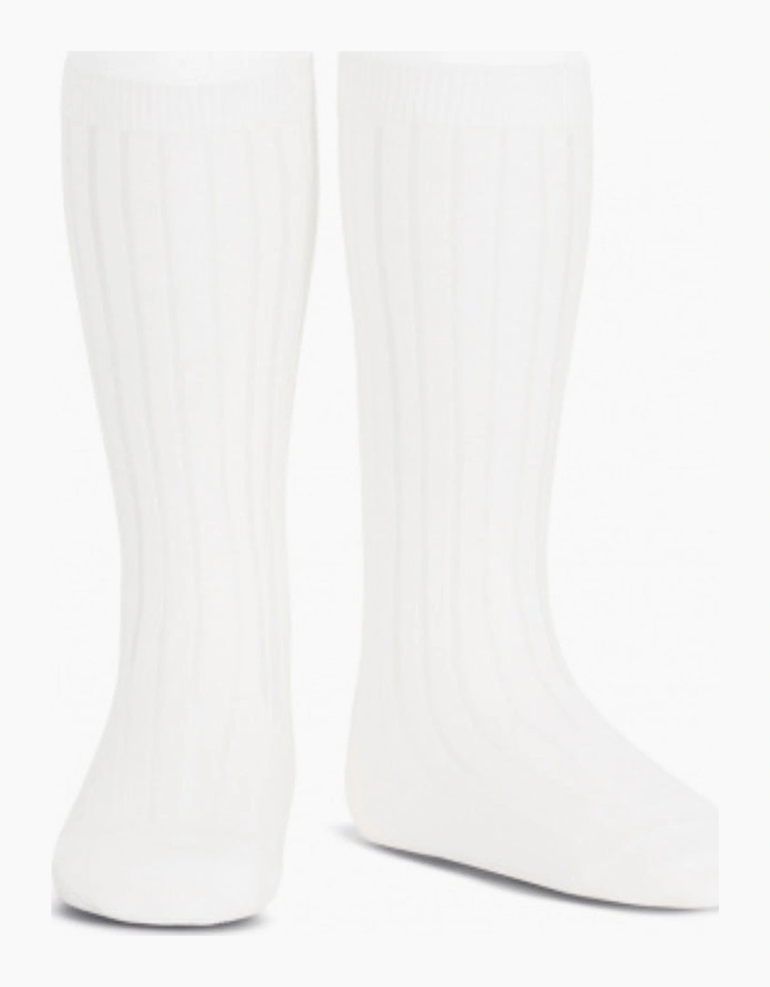Condor Girl's White Ribbed Knee Socks - White/White - Size: 4 / eur 23-26 / uk 6-8.5