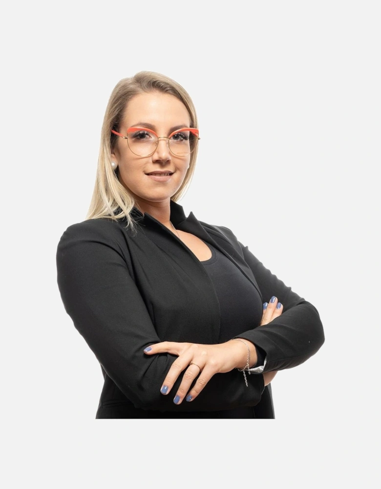 Cat Eye Full-Rim Metal & Plastic Glasses Women - Orange Frames