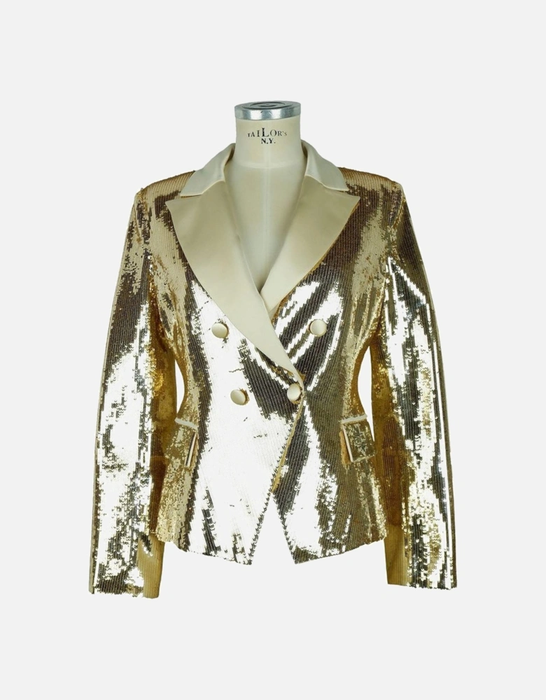 Double-Breasted Sequin Classic Jacket Women - Yellow Suits