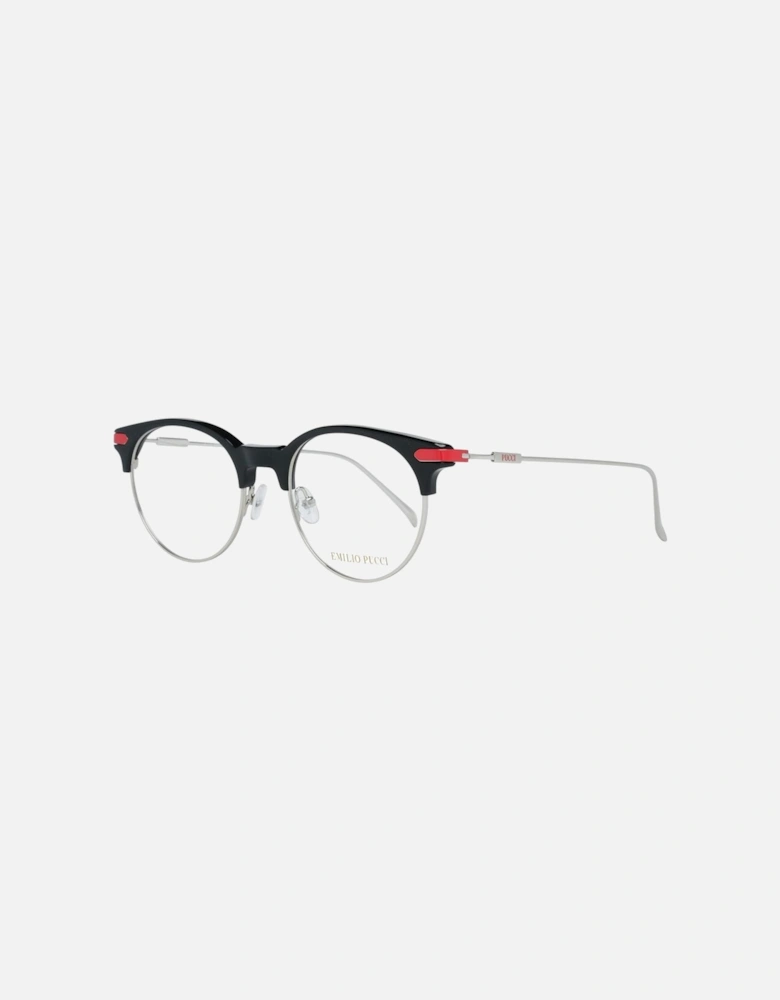Round Full-Rim Metal & Plastic Frame Glasses Women - Black