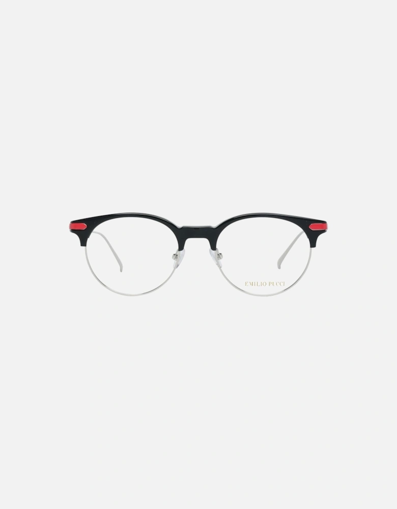 Round Full-Rim Metal & Plastic Frame Glasses Women - Black
