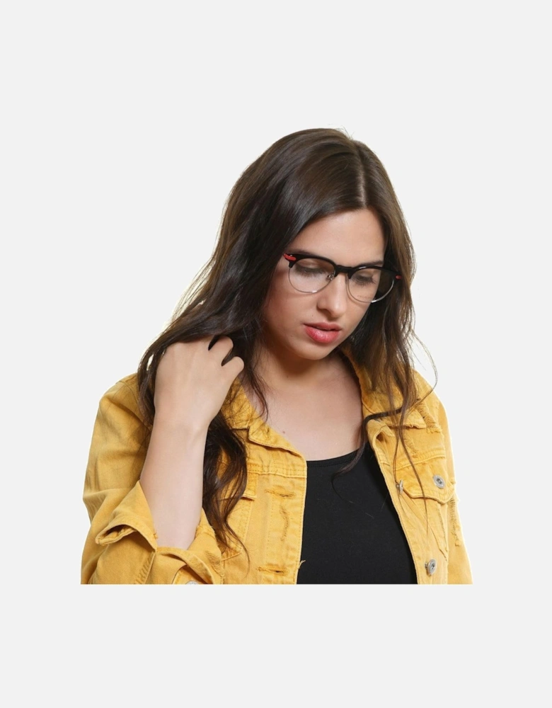Round Full-Rim Metal & Plastic Frame Glasses Women - Black