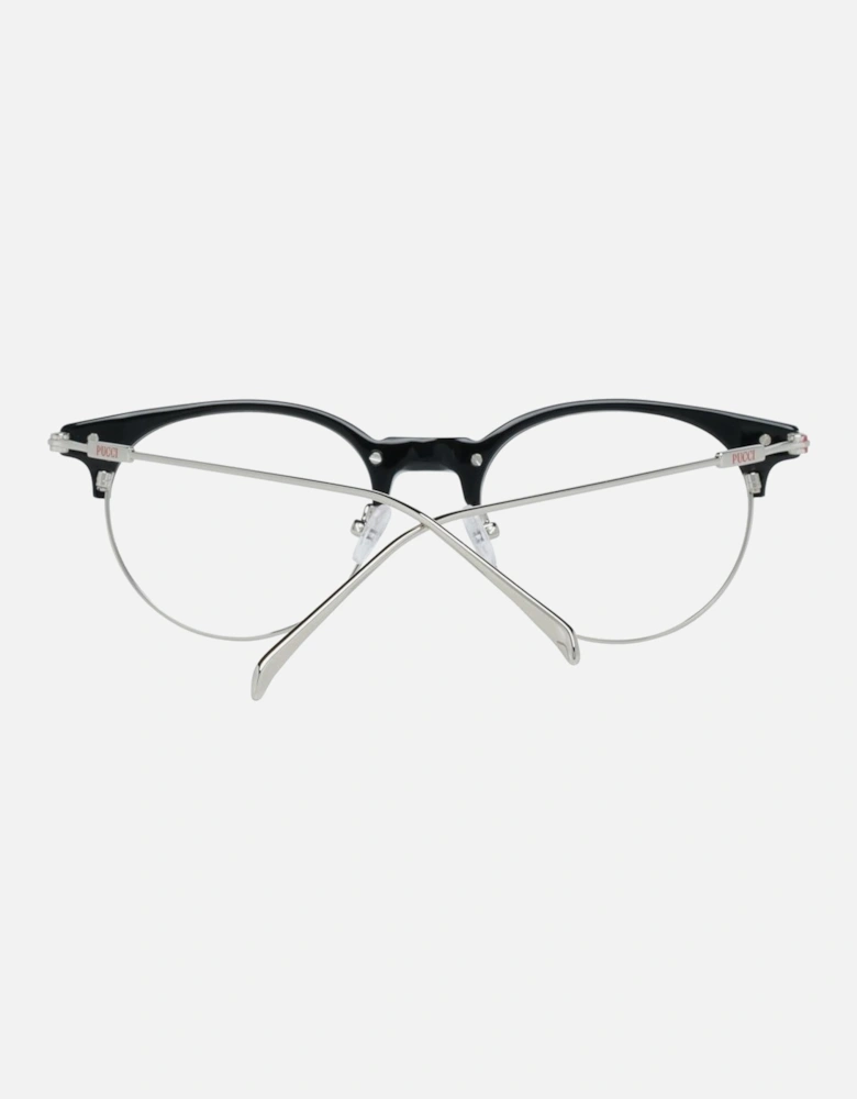 Round Full-Rim Metal & Plastic Frame Glasses Women - Black