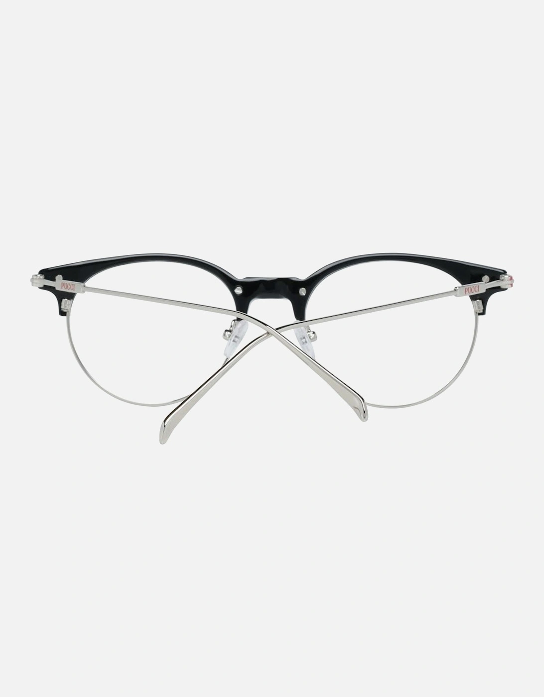 Round Full-Rim Metal & Plastic Frame Glasses Women - Black