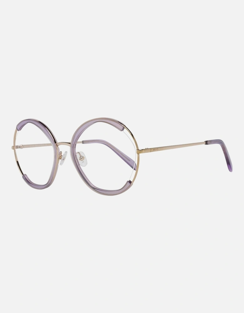 Round Full-Rim Metal & Plastic Frame Glasses Women - Purple
