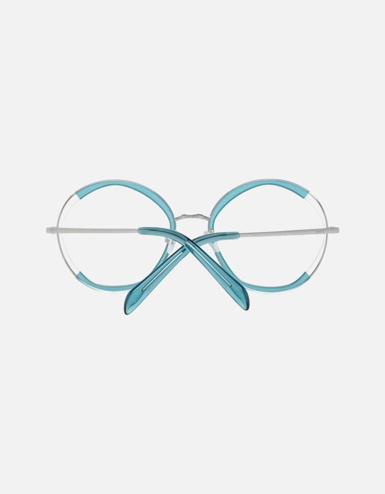Round Full-Rim Metal & Plastic Frame Glasses Women - Turquoise