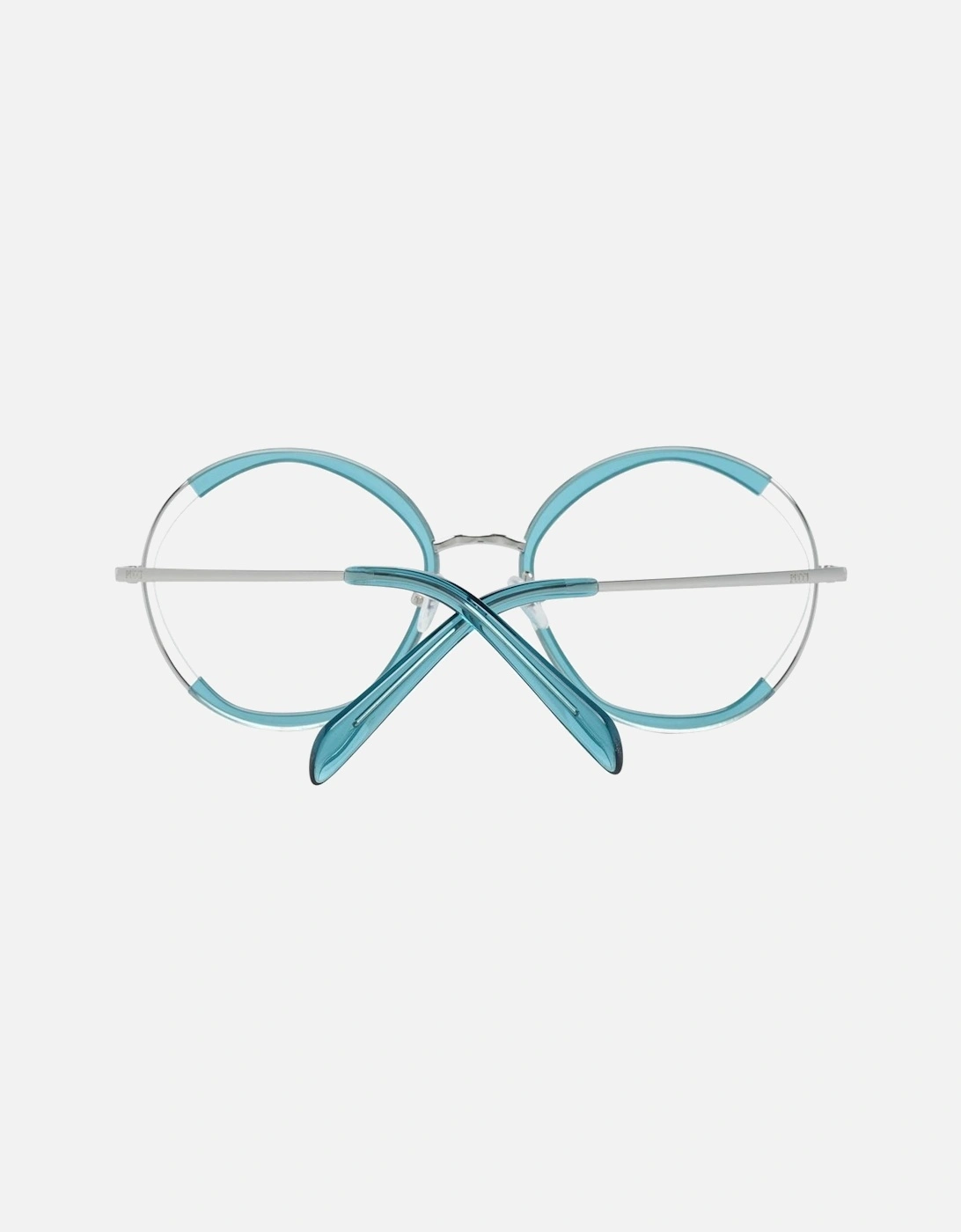 Round Full-Rim Metal & Plastic Frame Glasses Women - Turquoise